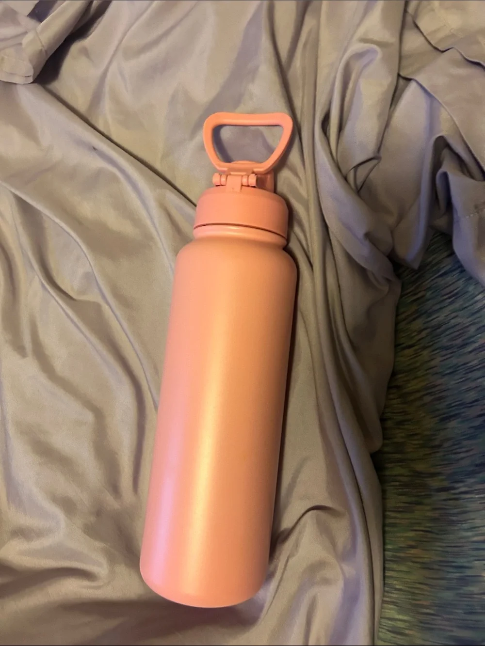 Peach Pink Stainless Steel Travel Water Bottle with Flip Lid